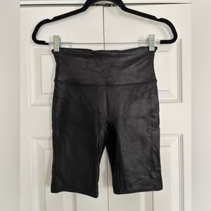 Spanx Black Faux Leather Biker Shorts, Sz M